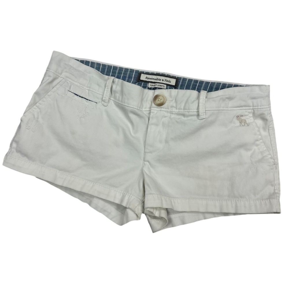 Y2k 2000s Lowrise Abercrombie & Fitch Perfect Stretch Shorts Cream 2